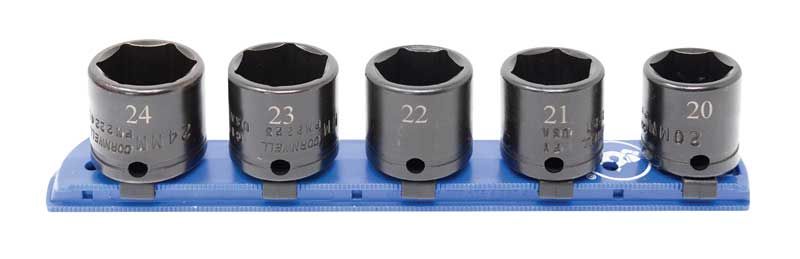 STIM2205R - 5 Piece 3/8" Drive Metric Standard Impact Socket Set, 6-Point