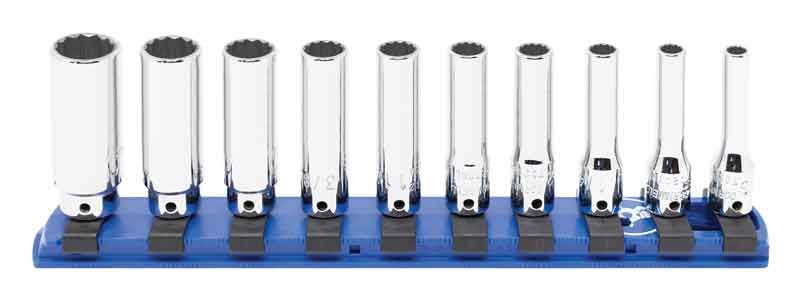 ST0110LR - 10 Piece 1/4" Drive SAE Deep Socket Set, 12-Point