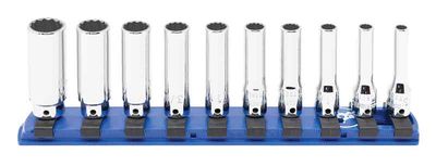 ST0110LR - 10 Piece 1/4" Drive SAE Deep Socket Set, 12-Point