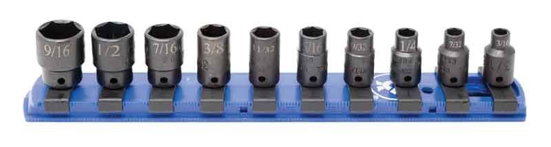 STI0210R - 10 Piece 1/4" Drive SAE Standard Impact Socket Set, 6-Point