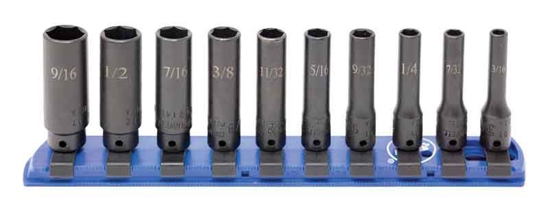 STI0210LR - 10 Piece 1/4" Drive SAE Deep Impact Socket Set, 6-Point