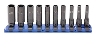 STI0210LR - 10 Piece 1/4" Drive SAE Deep Impact Socket Set, 6-Point