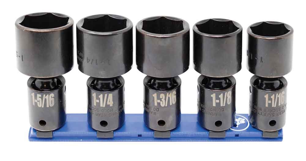 TSIUP3205R - 5 Piece 1/2" Drive SAE Standard Impact Universal Socket Set, 6 Point