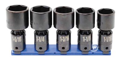 TSIUP3205R - 5 Piece 1/2" Drive SAE Standard Impact Universal Socket Set, 6 Point