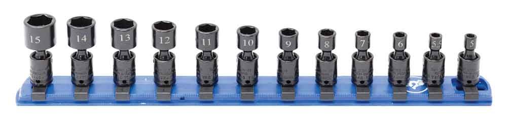 TSIUPM0212R - 12 Piece 1/4" Drive Metric Standard Impact Universal Socket Set, 6-Point