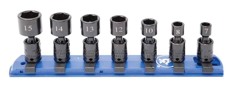 TSIUPM0207R - 7 Piece 1/4" Drive Metric Standard Impact Universal Socket Set, 6 point