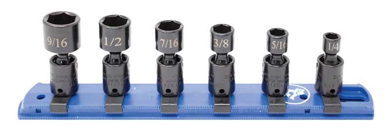 TSIUP0206R - 6 Piece 1/4" Drive SAE Standard Impact Universal Socket Set, 6 point