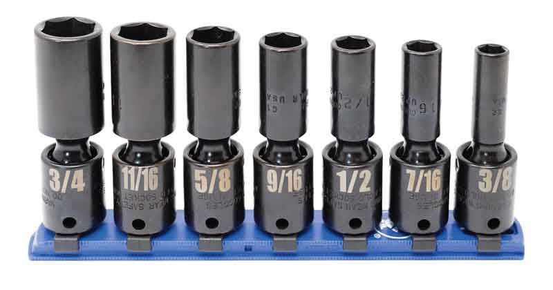 TSIUP2207LR - 7 Piece 3/8" Drive SAE Deep Impact Universal Socket Set, 6-Point