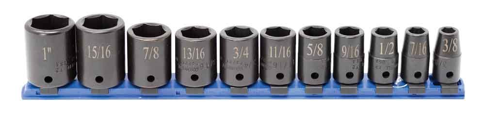 STI3211R - 11 Piece 1/2" Drive SAE Standard Impact Socket Set, 6-Point