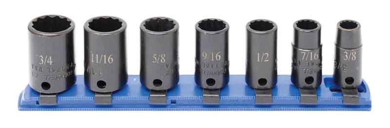 STI2107MLR - 7 Piece 3/8" Drive SAE Mid-Length Impact Socket Set, 12-Point