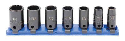 STI2107MLR - 7 Piece 3/8" Drive SAE Mid-Length Impact Socket Set, 12-Point