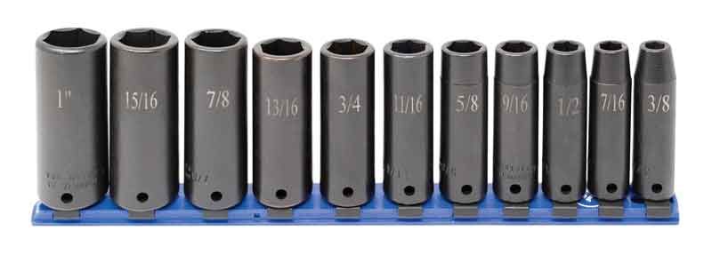 STI3211LR - 11 Piece 1/2" Drive SAE Deep Impact Socket Set, 6-Point