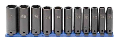STI3211LR - 11 Piece 1/2" Drive SAE Deep Impact Socket Set, 6-Point