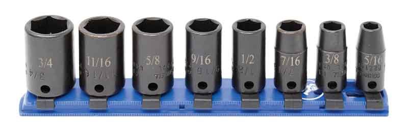 STI2208MLR - 8 Piece 3/8" Drive SAE Mid-Length Impact Socket Set, 6-Point