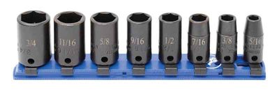 STI2208MLR - 8 Piece 3/8" Drive SAE Mid-Length Impact Socket Set, 6-Point