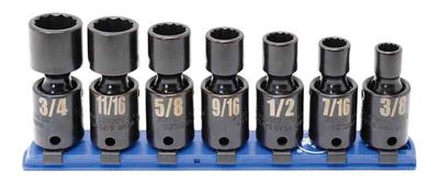 TSIUP2107R - 7 Piece 3/8" Drive SAE Standard Impact Universal Socket Set, 12-Point