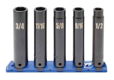 STI3205XLR - 5 Piece 1/2" Drive SAE Extra-Deep Impact Socket Set, 6-Point