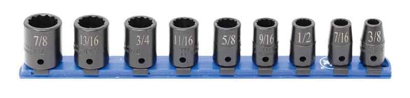 STI3109R - 9 Piece 1/2" Drive SAE Standard Impact Socket Set, 12-Point