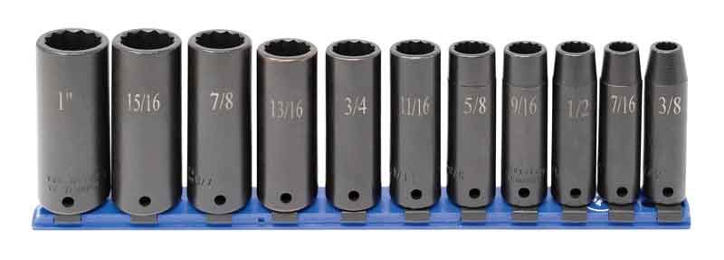 STI3111LR - 11 Piece 1/2” Drive SAE Deep Impact Socket Set, 12 Point
