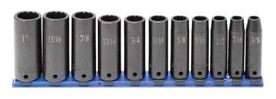 STI3111LR - 11 Piece 1/2” Drive SAE Deep Impact Socket Set, 12 Point