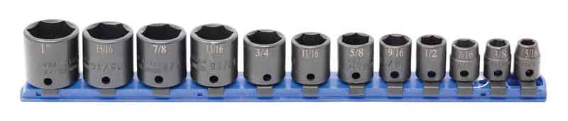 STI2212R - 12 Piece 3/8" Drive SAE Standard Impact Socket Set, 6-Point