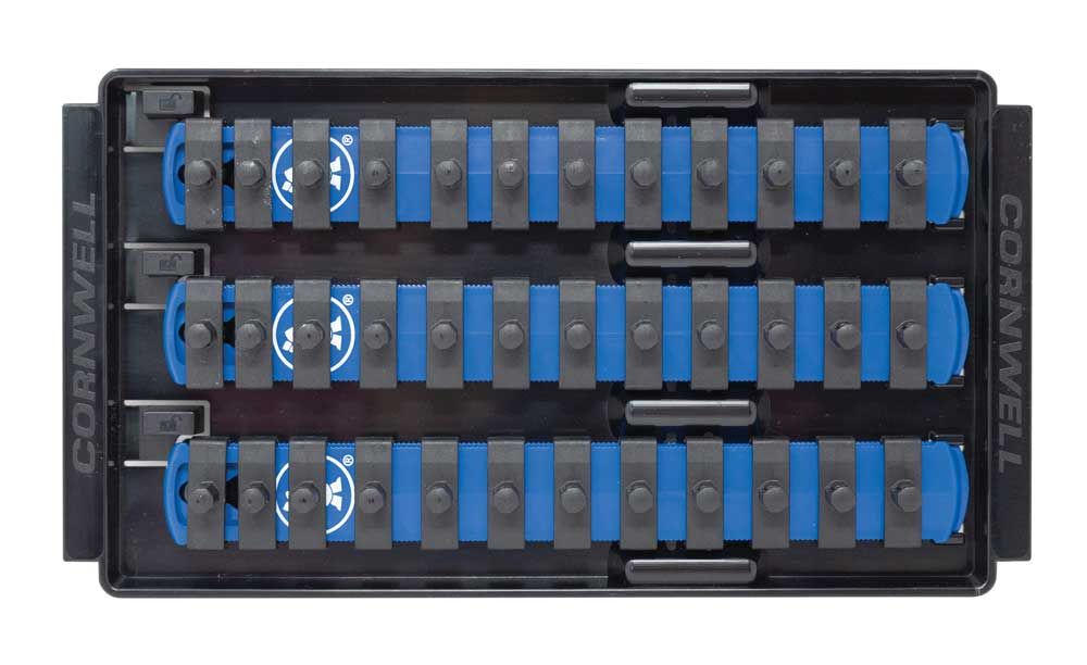 WRK036SS - 8" 3-Row Socket Tray with 36 1/4" Drive Twist Lock Socket Clips