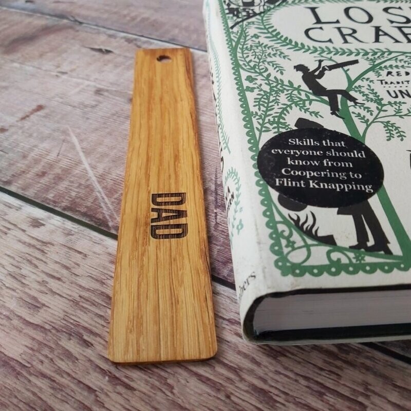DAD engraved oak bookmark