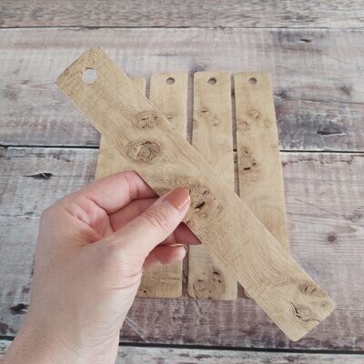 Set of 5 rustic unfinished oak wood bookmark blanks