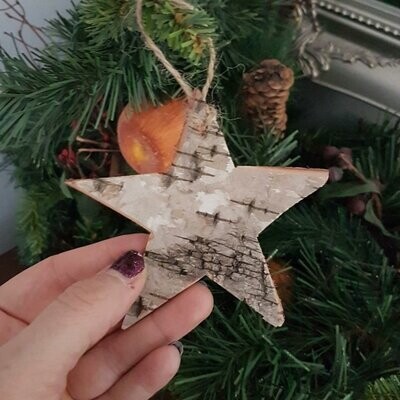 Birch bark star Christmas decoration (single)