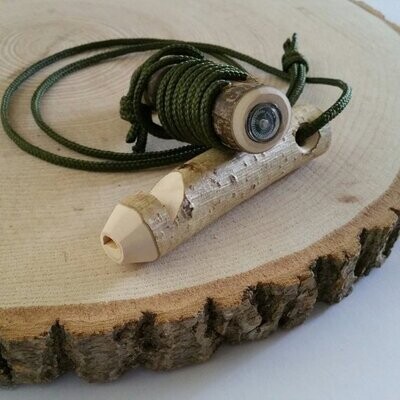 Wooden whistle with compass for dad