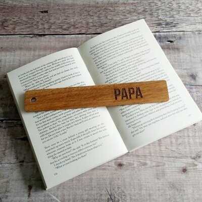 PAPA engraved oak bookmark