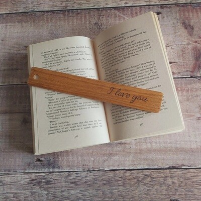 I Love You engraved oak bookmark