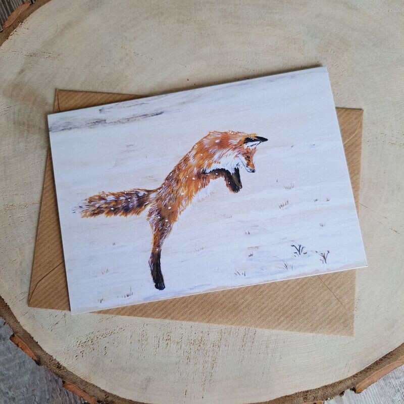 Jumping fox Christmas card