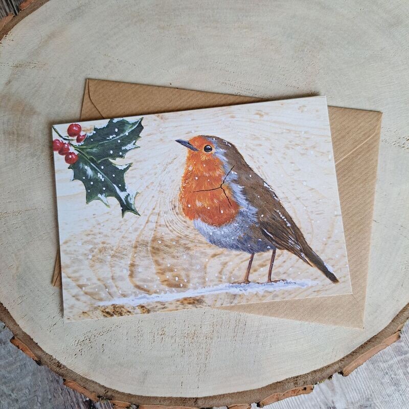 Robin and Holly Christmas card