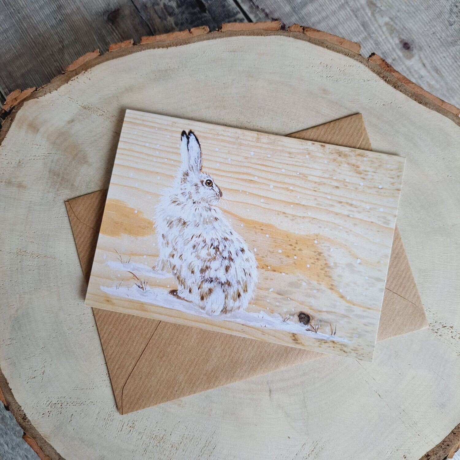 Snow hare Christmas card