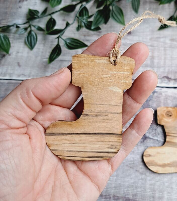 Single Spalted Alder Wood Stocking Ornament: Unique Gift Tag & Stocking Filler