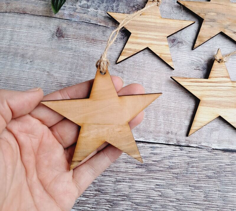 Single Spalted Alder Wood Star Christmas Ornament: Handmade Stocking Filler