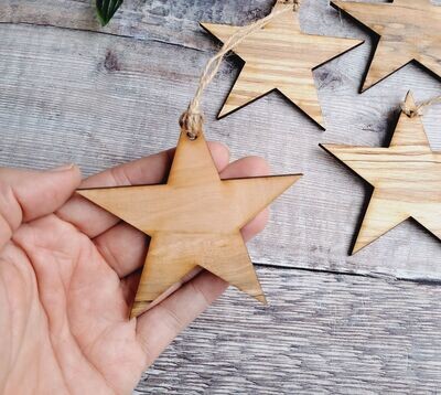 Single Spalted Alder Wood Star Christmas Ornament: Handmade Stocking Filler