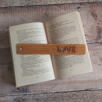 'LOVE' engraved oak bookmark