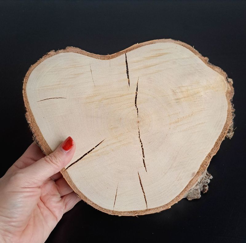 Heart shaped silver birch wood slice