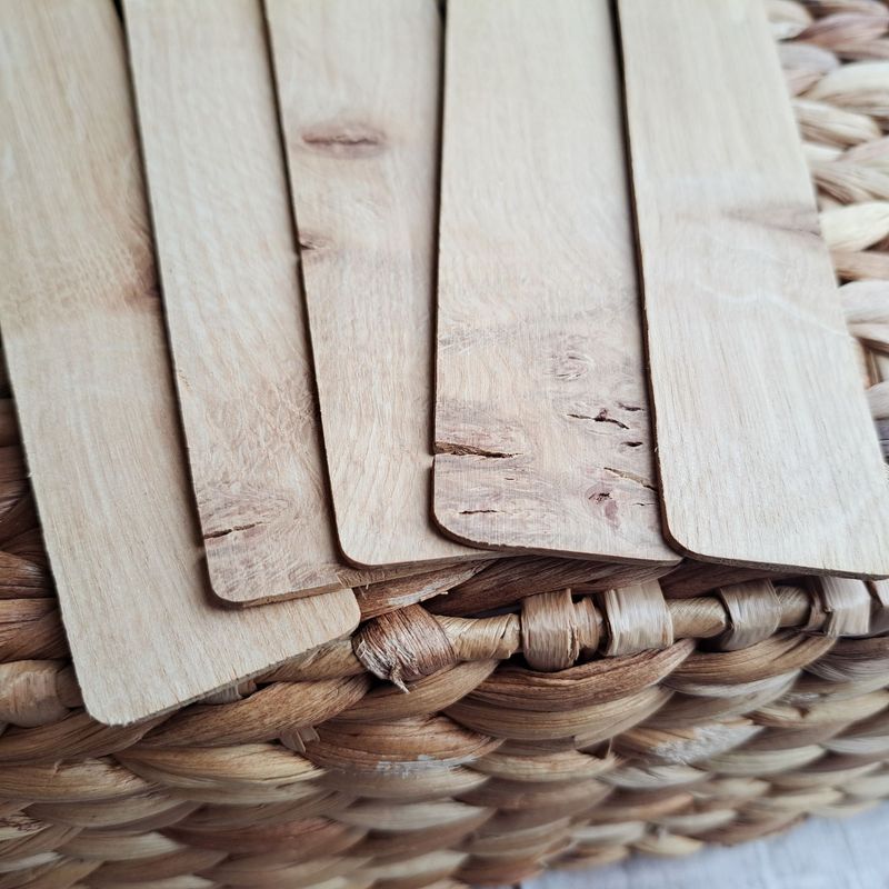 Set of 5 slightly rustic oak wood bookmark blanks NO holes