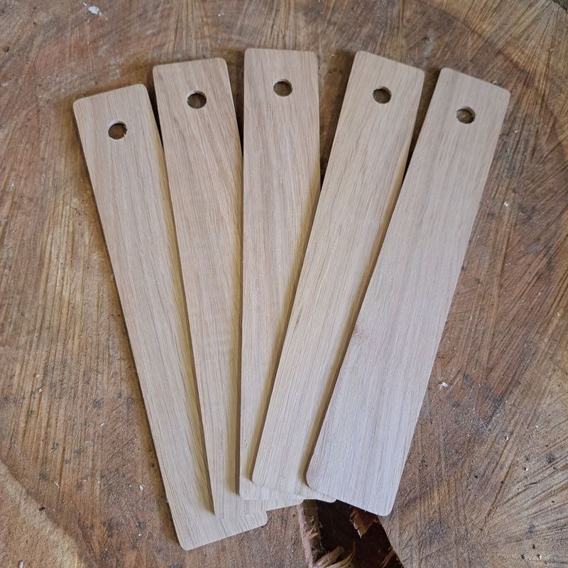 Set of 5 unfinished blank wooden bookmarks