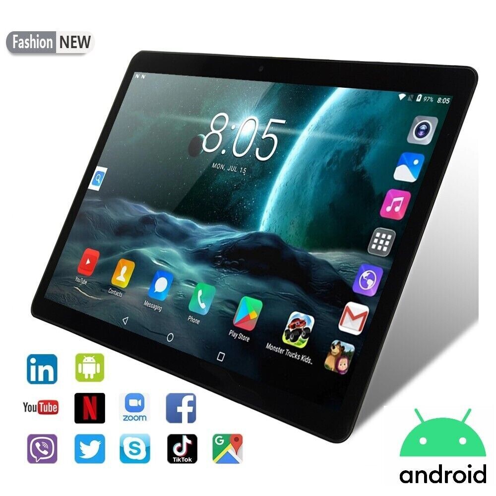 10.1" Inch WiFi Tablet Android 9.0 Quad Core Tablet PC 64GB ROM GPS Dual Camera