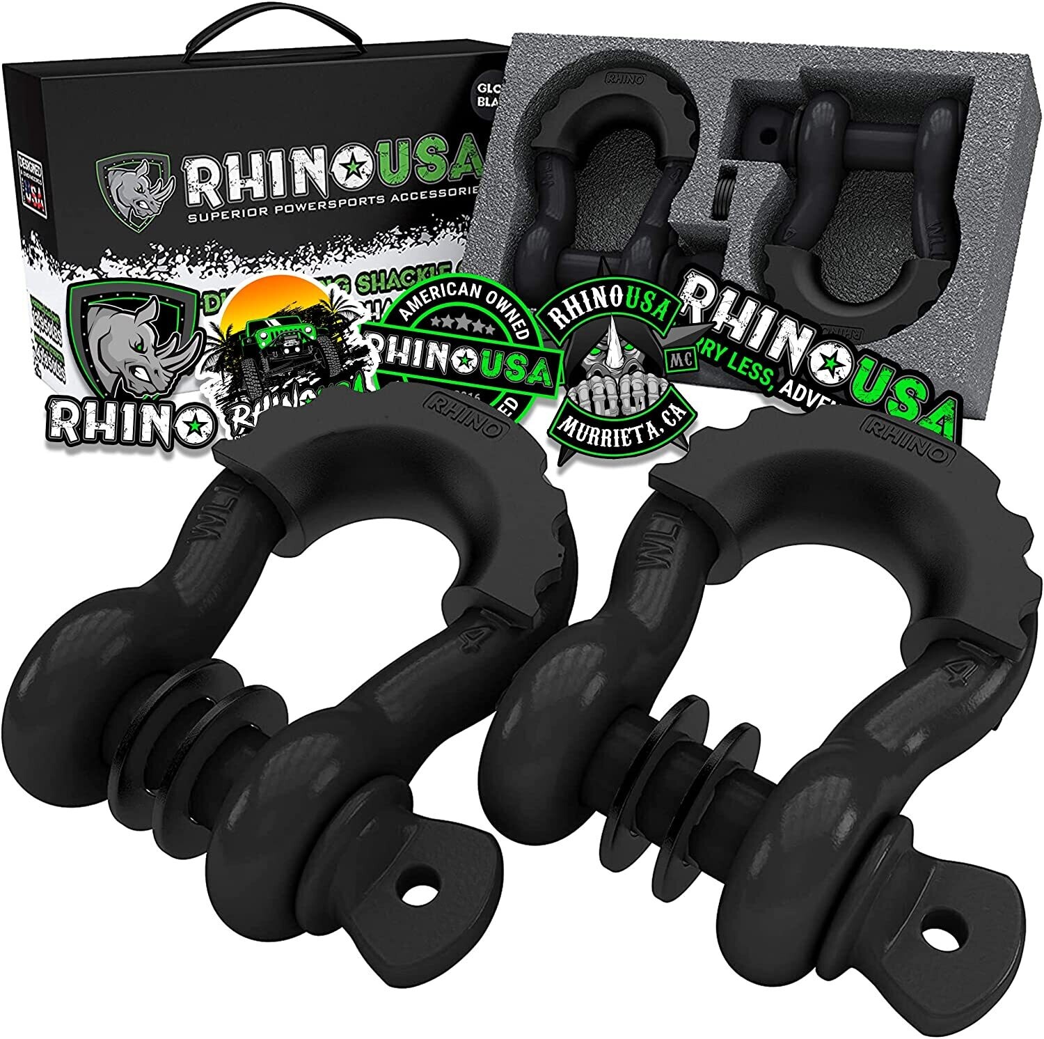 Rhino USA 3/4&quot; D-Ring Shackle Set (2-Pack)