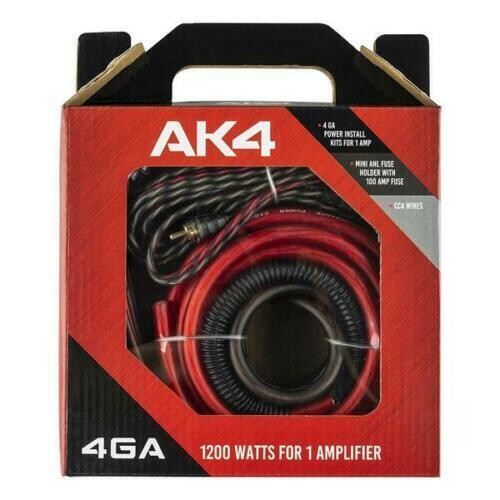 DS18 4 Gauge Amp Kit Amplifier Install Wiring Complete 4 Ga Wire Car Audio AK4