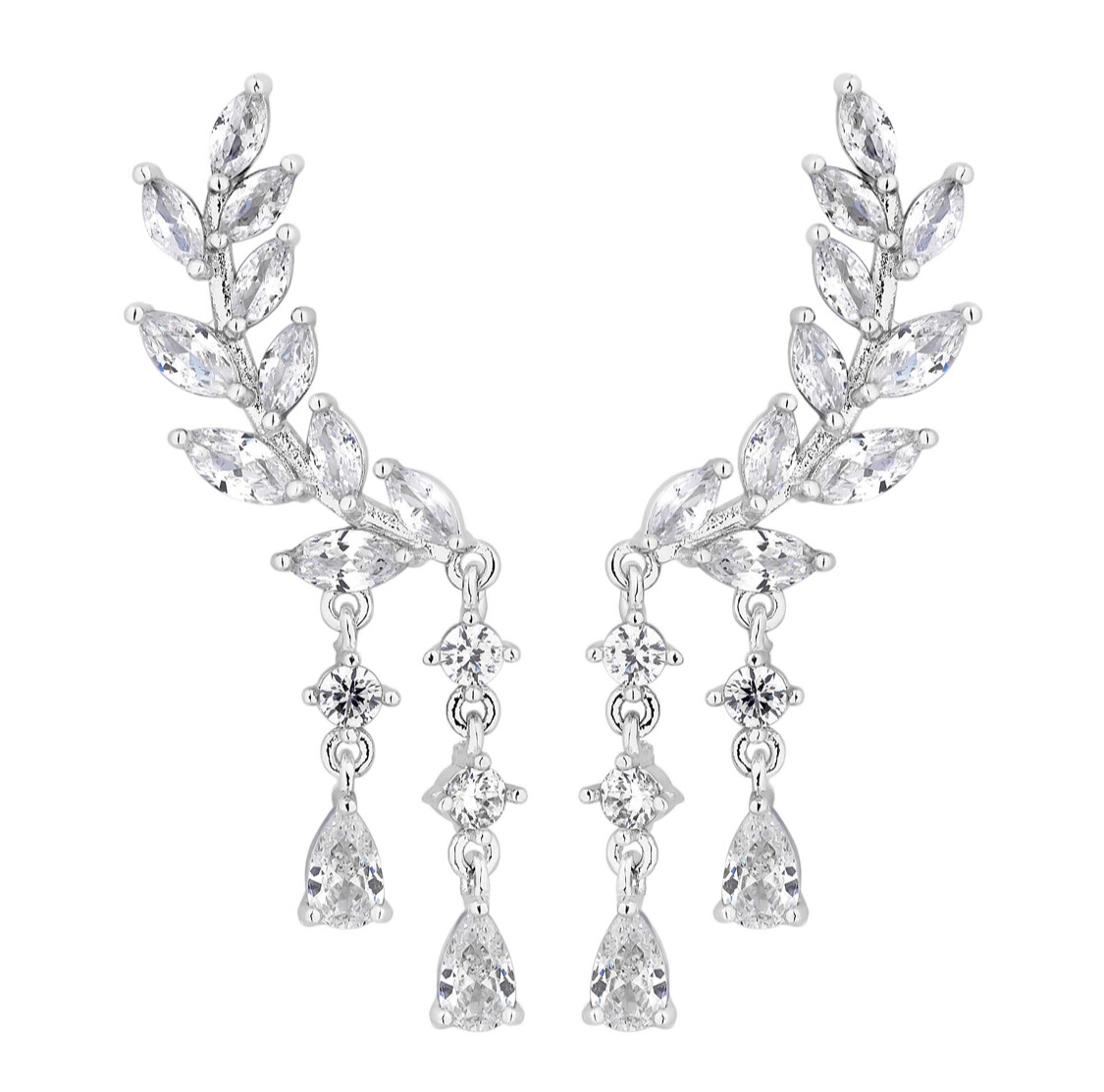 Jon Richard women’s silver plated climber drop earrings