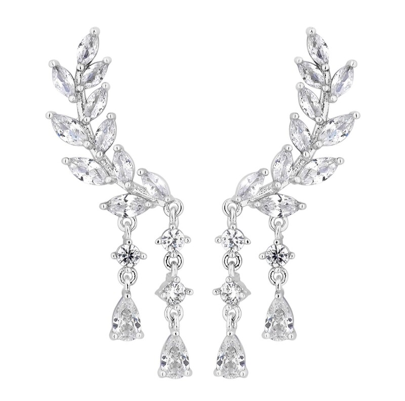 Jon Richard women’s silver plated climber drop earrings