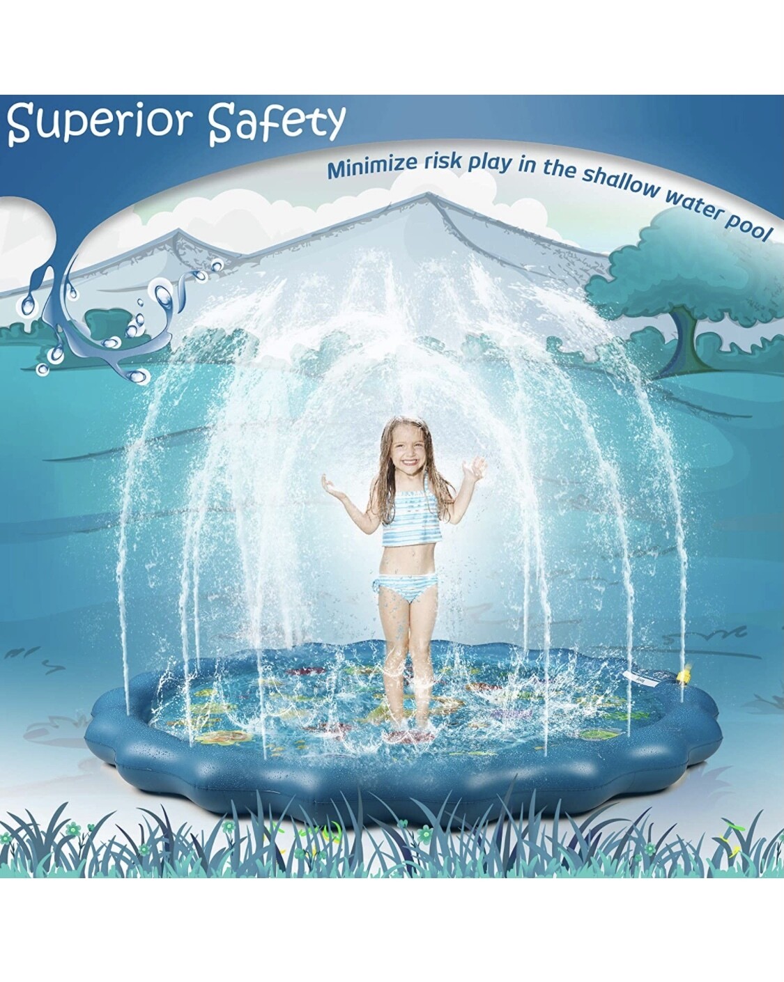 Splash Kids Sprinkler Pad 170cm/67&#39;&#39; Play Mat Wadding Pool Outdoor Water