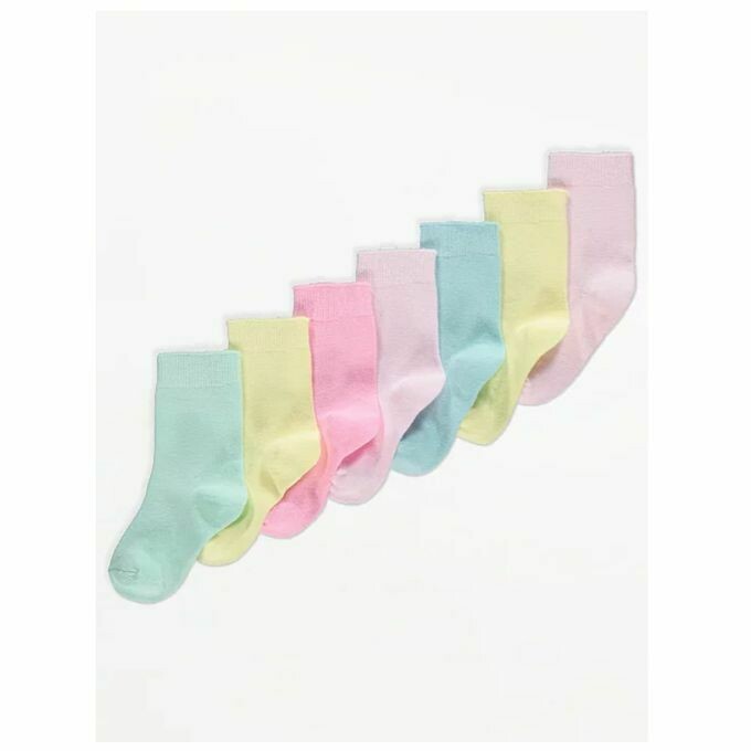 Assorted Pastel Ankle Socks 7 Pack Size 9-12