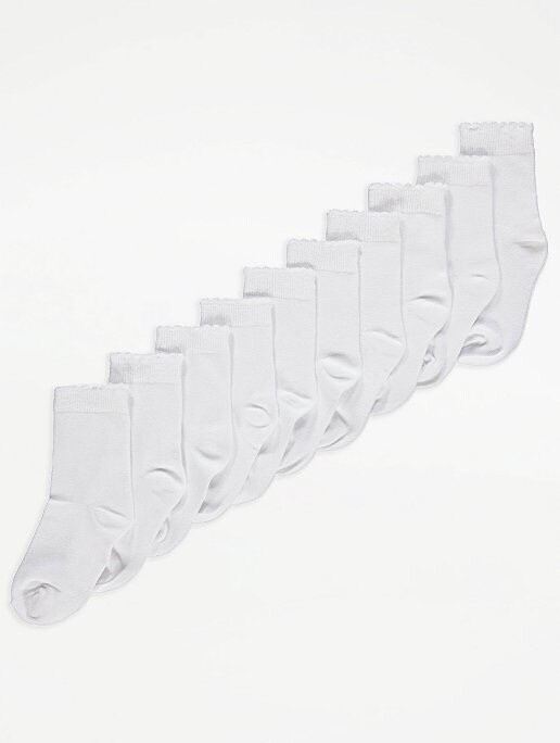 VALUE Scallop Scallop Edge Ankle Socks 10 Pack